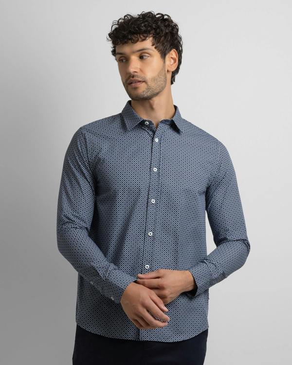 Steel & Jelly Limited Edition Navy Geometric Slim Fit Shirt