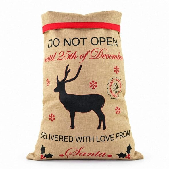 Shatchi 35cm Do Not Open Until 25th Santa Sack Christmas Gift Bag for Festive Presents