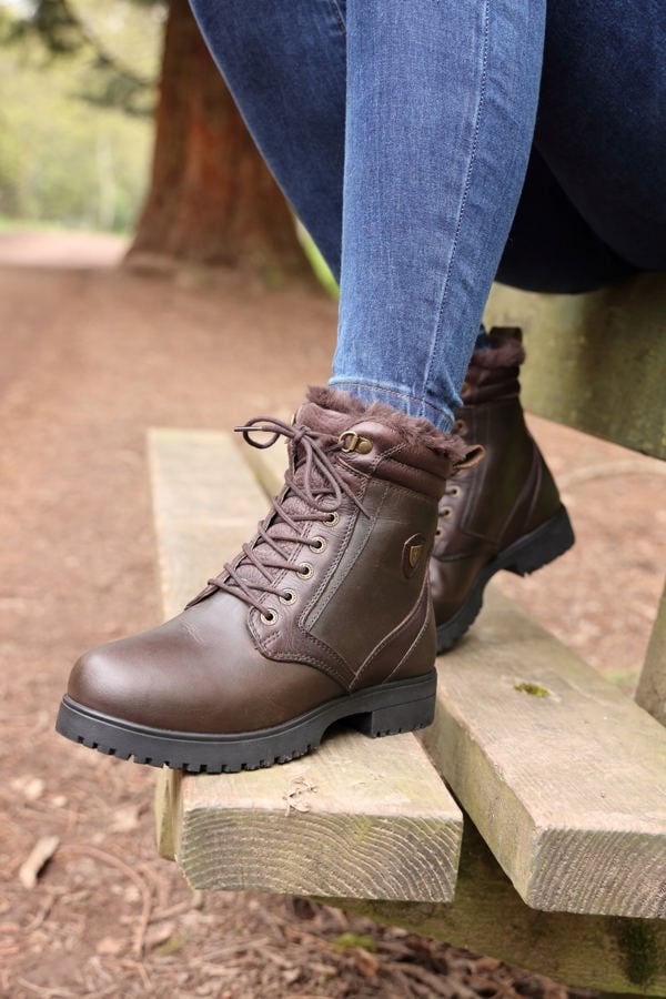 Moretta Women's Varese Leather Lace Up Country Boots - Brown