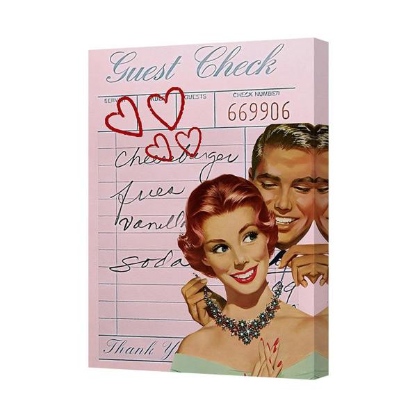 Benjamin Tate Design Retro Romance Canvas Art Print With Deep Wood Frame Handmade In UK