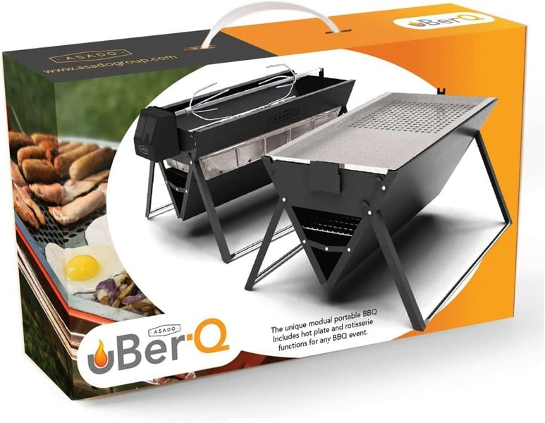 Asado Uber-Q Portable BBQ, Rotisserie & Grill Plate with Carry Bag