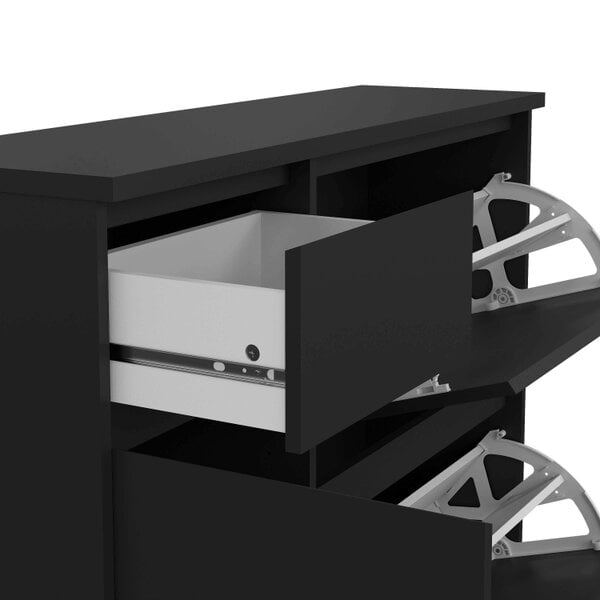 Wyld Haus Budapest Matt Black Wooden Shoe Cabinet 3 Doors 1 Drawer