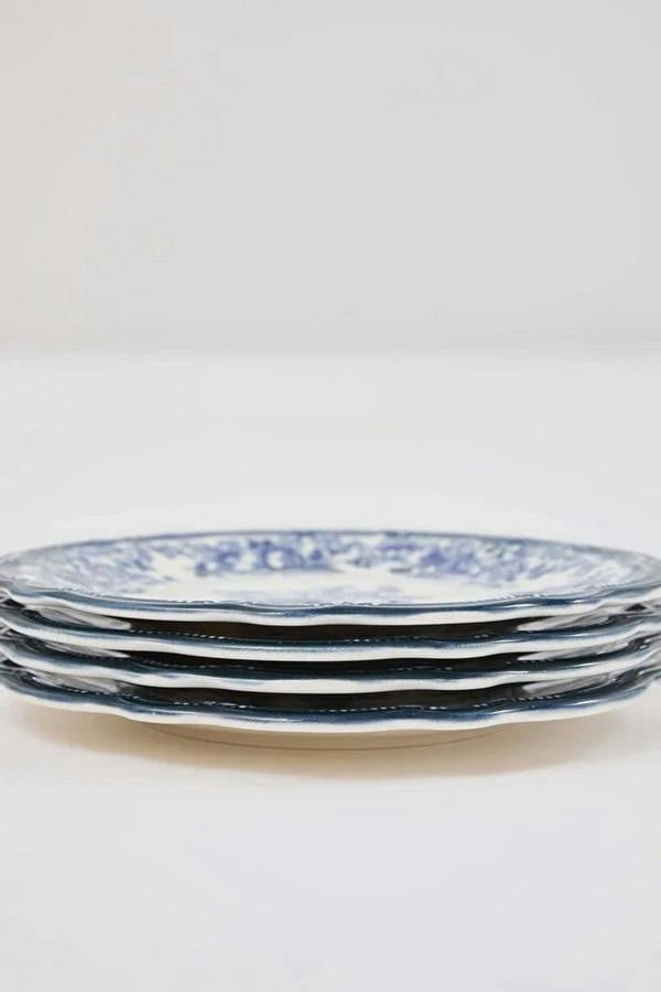 4-Piece Vintage Floral Pattern Porcelain Dessert Plate Set 21x21cm