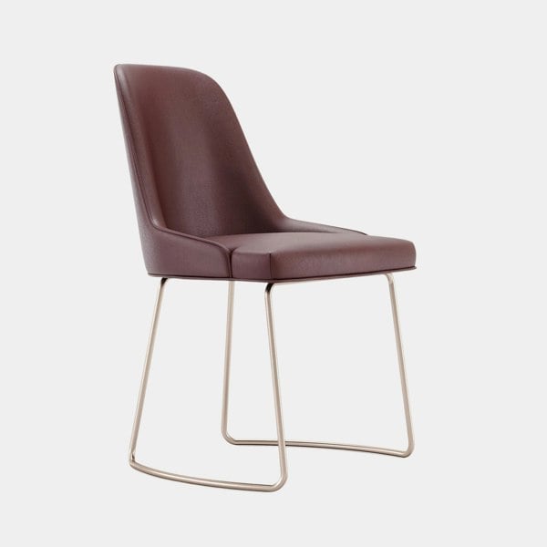 Domkapa Desna Natural Leather Dining Chair with Rose Gold Base