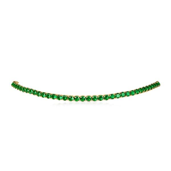 Zavana 4mm Wide Green Gold Tennis Choker Necklace With Green Cubic Zirconia Stones