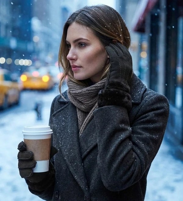 Infinity Leather Women's Plush Shearling Cuff Suede Genuine Leather Gloves