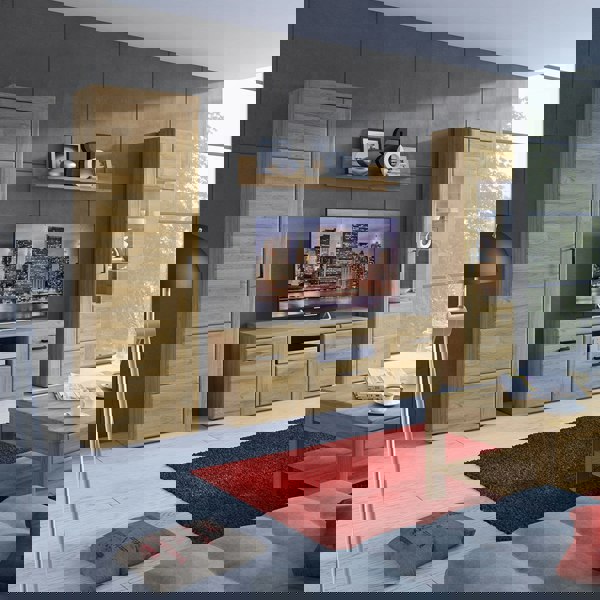 Furniture To Go Cortina Tall glazed display cabinet (RH) in Grandson Oak