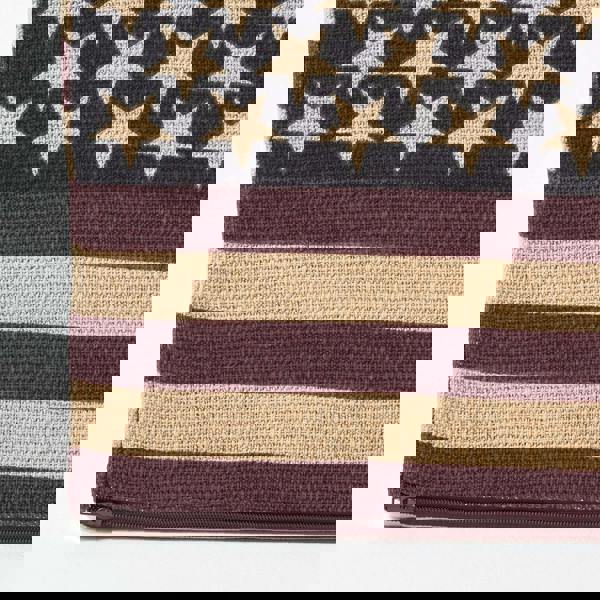 HOMESCAPES Cotton Square Pouffe Vintage USA Flag - 36 x 36 x 38 cm