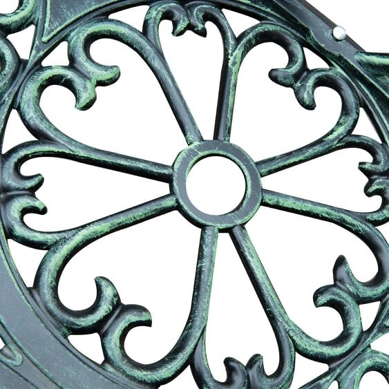 Wyld Haus Rakeba Cast Aluminium Antique Green 2 Seater Garden Bench With Floral Backrest