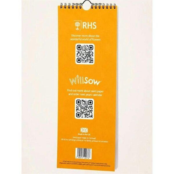 RHS, Plantable Flower Slim Calendar 2027, Wall Calendars, Month To View, Lifestyle, Gift