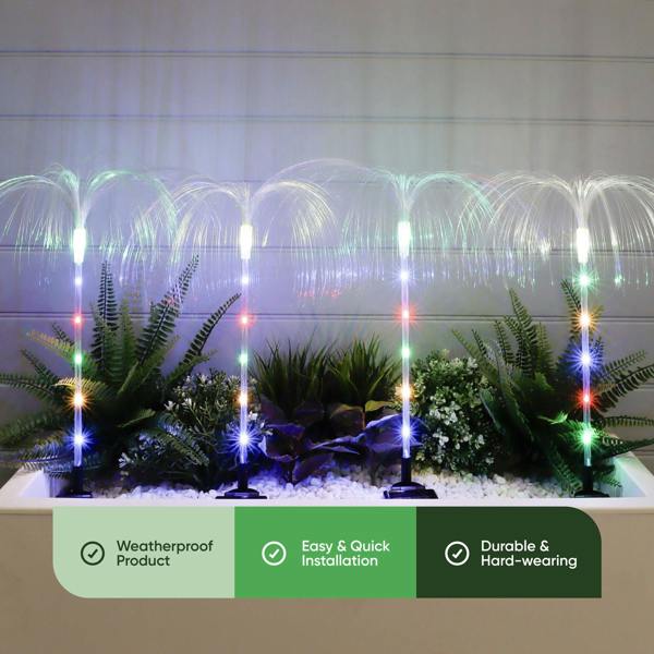 Gardenwize Pack of 4 Solar Jellyfish Stake Lights – Colour Changing LED Garden Lights
