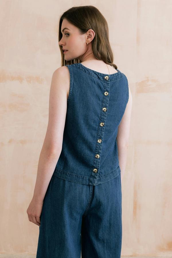 Lily & Me Cora Denim Button Back Vest