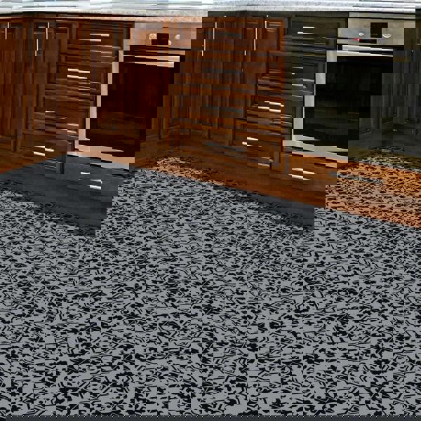 WFS6019 - Dark Cement Seamless Floral Pattern Floor Stickers 120cm x 60 cm