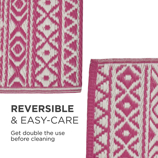 HOMESCAPES Outdoor Rug Luxury Waterproof Reversible Recycled, For Garden, Tia Aztec