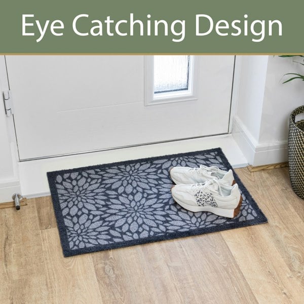 JVL Mega Mat Machine Washable Entrance Runner and Doormat Set, Flowers