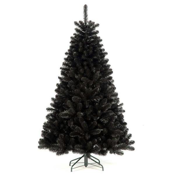 4ft to 12ft Black Artificial Christmas Trees with Hinged Branches and Metal Stand image 1