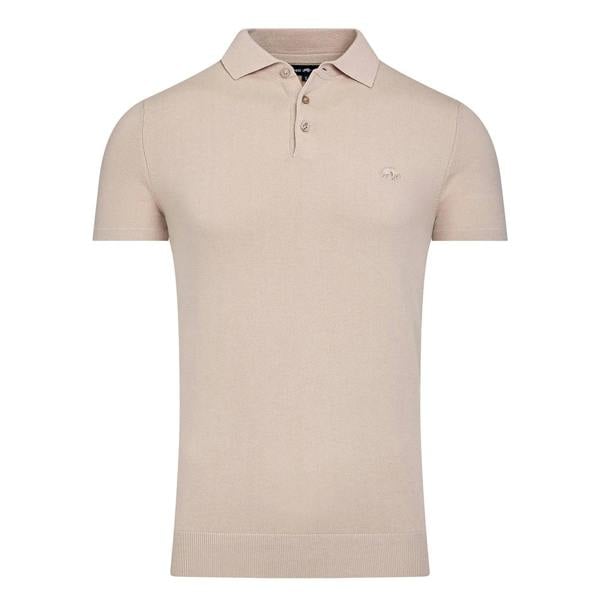 Raging Bull Mens Knitted Short-Sleeved Polo Shirt - Stone
