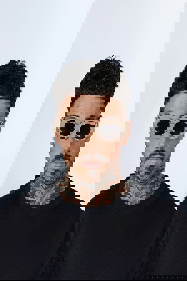 SVNX Retro Small Oval Sunglasses Beige