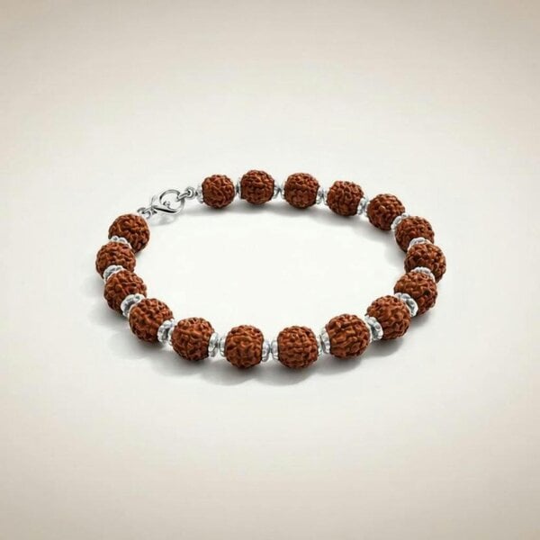 The Colourful Aura Silver Plated Large Rudraksha Hindu Unisex Bracelet
