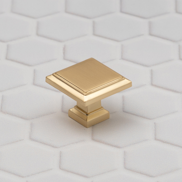 Handle & Home Brushed Brass Square Handle and Coordinating Knob