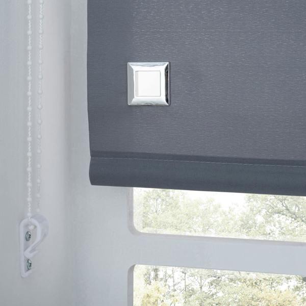 A.Unique Home Trimmable Square Eyelet Roller Blind - 2FT - CHARCOAL - 60cm(W)x170cm(L)