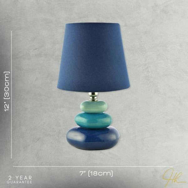 Ceramic Pebble Table Lamp with Midnight Blue Teal and Duck Egg Colours Image 7