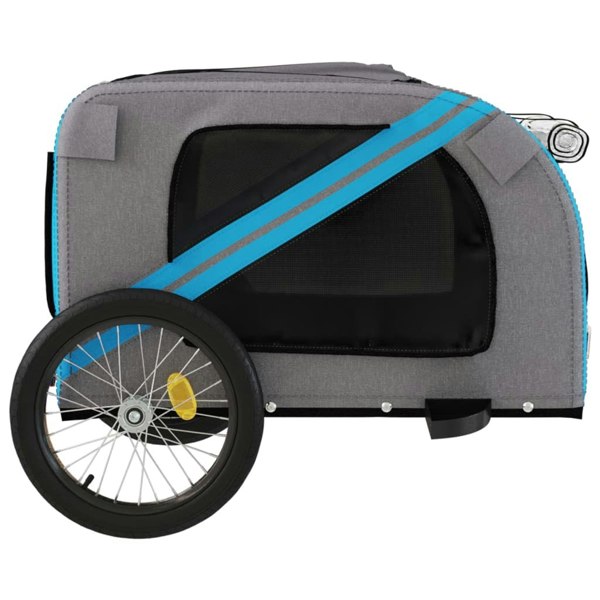 Berkfield Dog Bike Trailer Blue and Grey Oxford Fabric and Iron