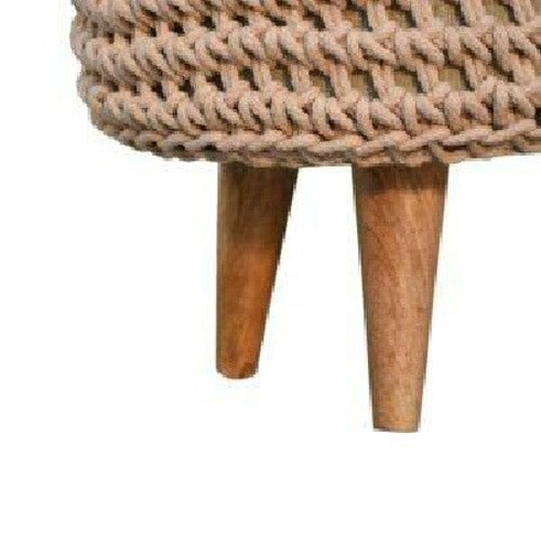 Wyld Haus Mantua Beige Hand Woven Oblong Footstool