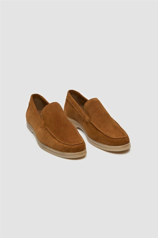 House of Cavani Breezy Tan Slip-On Suede Loafers