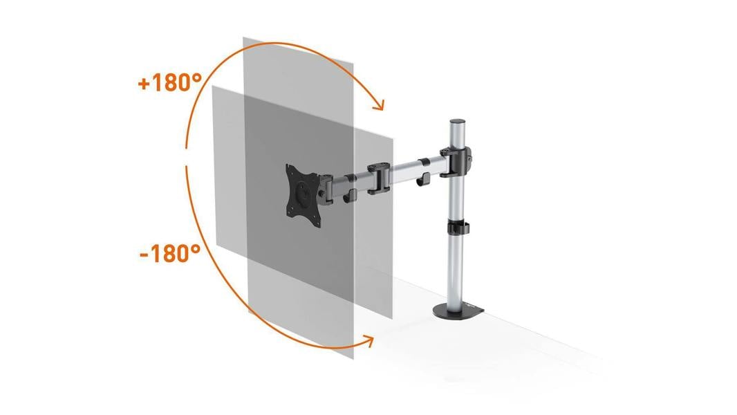 Durable SELECT Monitor Mount Desk Clamp for 1 Screen | 13 - 27" | Gloss Silver