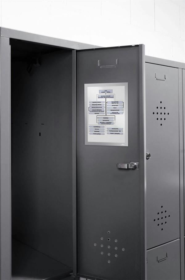 Durable DURAFRAME Magnetic Document Signage Frame for Metal | 5 Pack | A4 Silver