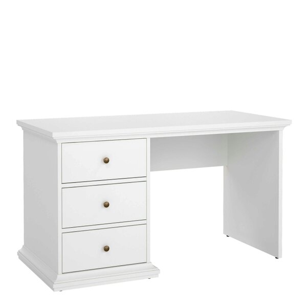 Wyld Haus Osaka Farmhouse White Wooden Desk 3 Drawers