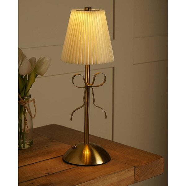 Hestia Brass Bow LED Rechargeable Touch Lamp