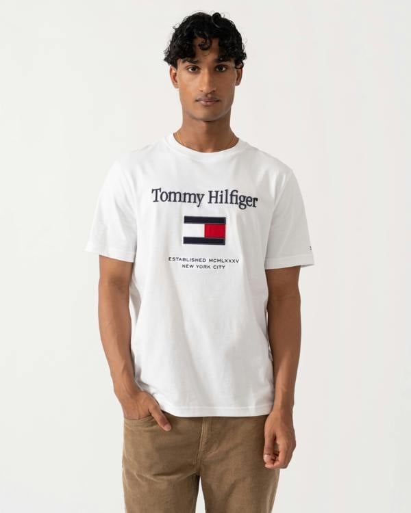 Tommy Hilfiger Embroidery Hilfiger Flag T-Shirt - White