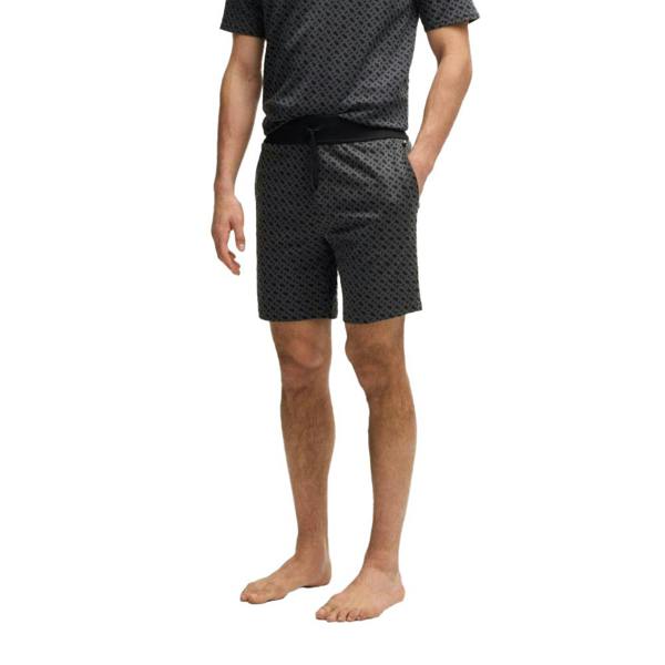 Boss Mens Geometric Relaxed Fit Casual Sweat Shorts - Black - 