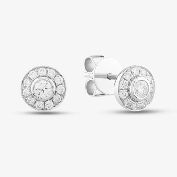 T. H. Baker 14ct White Gold 0.31ct Brilliant Cut Diamond Halo Stud Earrings EA39111GW18DD