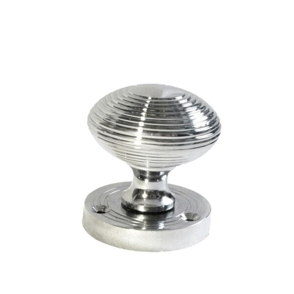 EDH Door Hardware Polished Chrome Reeded Round Door Knobs with Tubular Latch – 1, 4 & 6 Pair Packs