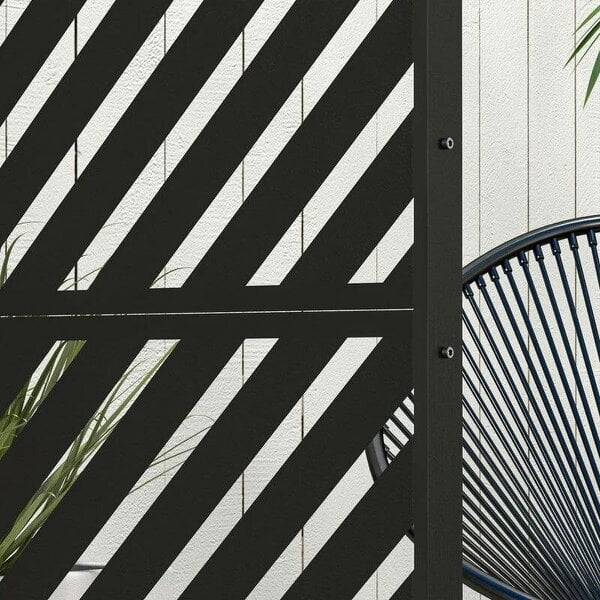 6.5FT Decorative Outdoor Divider, Metal Privacy Screen with Stand, Triangle Style, Black