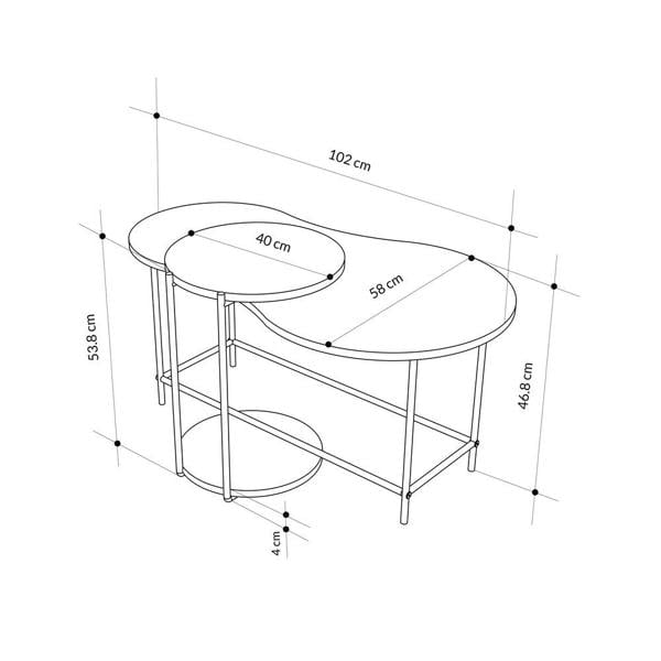 Decortie Modern Cuddle Coffee Tables 2 Piece Nested Table Round w Wheels and Oval Table Metal Legs Office