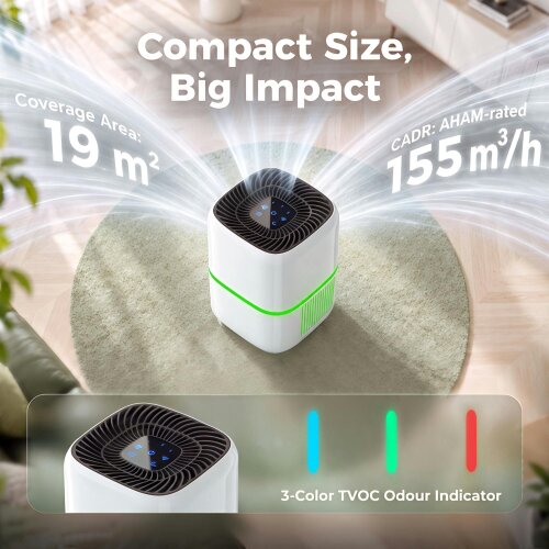 HOMCOM Smart Air Purifier for Home Bedroom, HEPA Filter, Sleep/Auto Mode