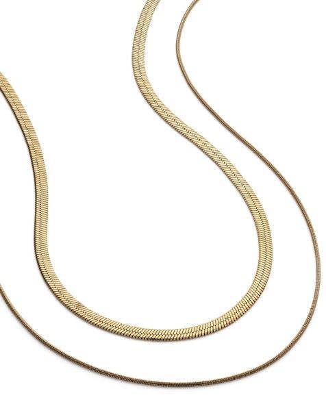 14K Gold Double Snake Chain Choker - Necklaces - Elk & Bloom