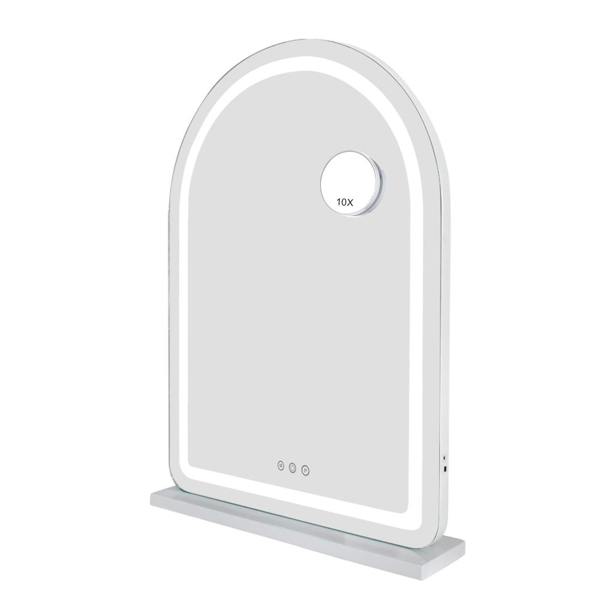 Downton Interiors White Metal Frame LED Vanity Dressing Tabletop Mirror 70cm - Soho Collection