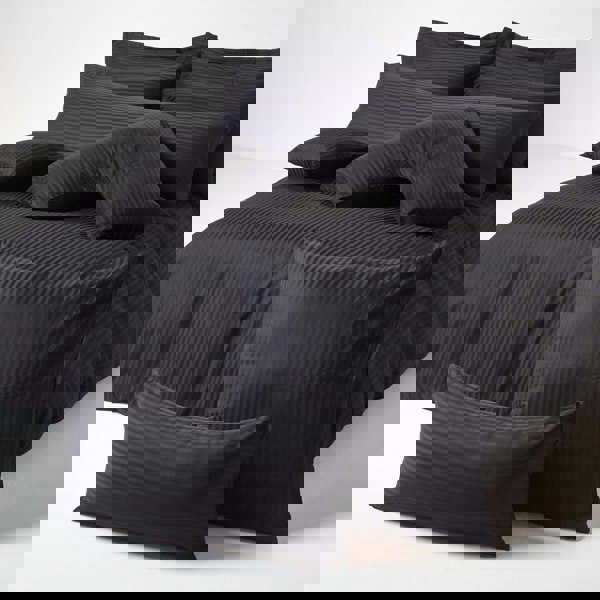 HOMESCAPES Silky 330 TC Egyptian Cotton Satin Stripe Oxford Pillowcase, Standard Size