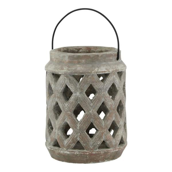 Hill Interiors Siena Lattice Lantern - Brown - 