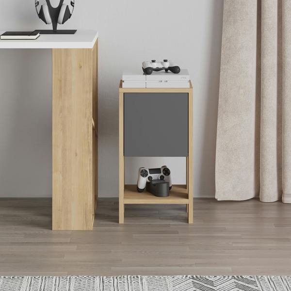 Decortie Ema Modern Bedside Table with Storage Drop-Door Cabinet 30cm Width