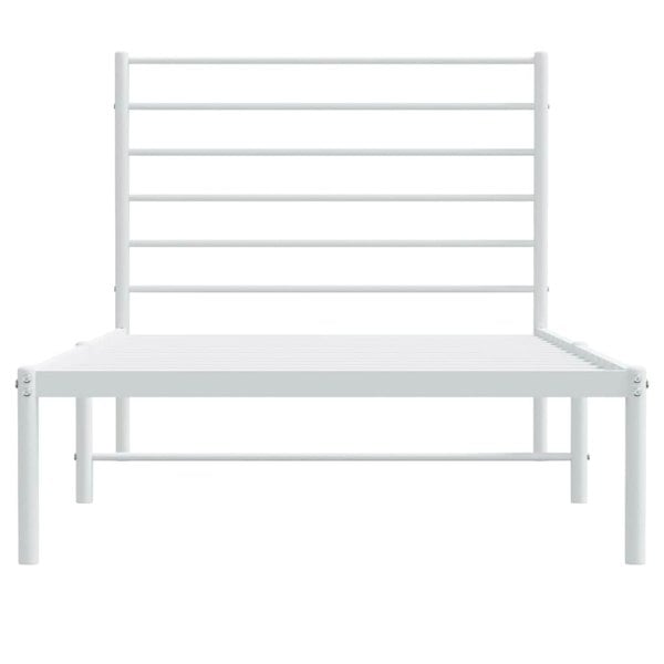 Berkfield Metal Bed Frame with Headboard White 90x190 cm 3FT Single