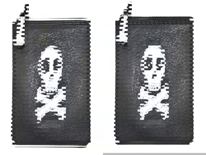 Mala Leather Skull Skeleton Coin & Card Leather Purse
