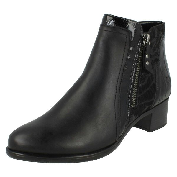 Remonte Ladies Remonte Dual Zip Ankle Boots R52172 - Black - Standard