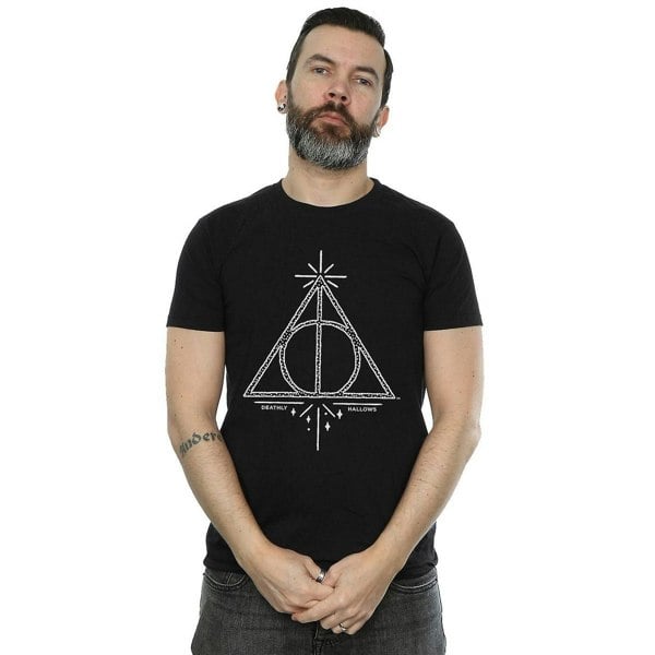 Harry Potter Mens Deathly Hallows Cotton T-Shirt - Black