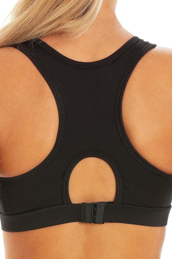Camille Womens Sportswear Black Racer Back Sports Bra